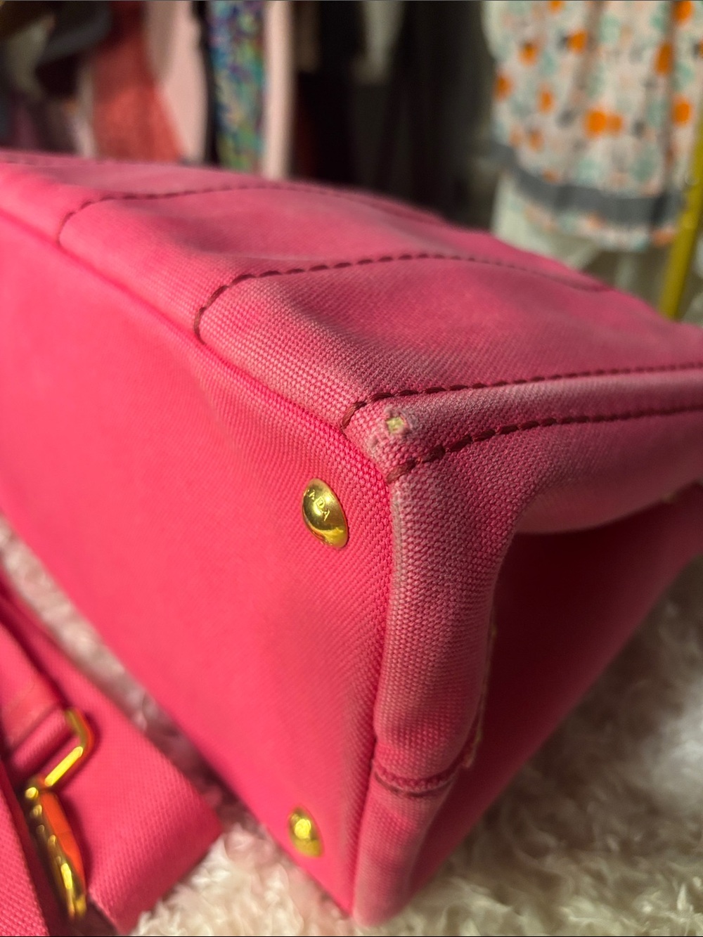 Prada Canapa Small Canvas Tote with Strap - Picture 10 of 16